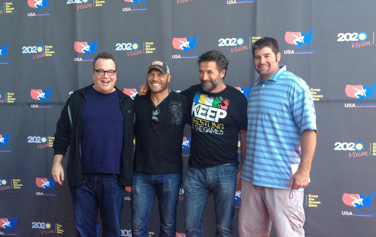 Tom Arnold, Randy Couture, Billy Baldwin and Stephen Neal on the red carpet before the United 4 Wrestling exhibition.