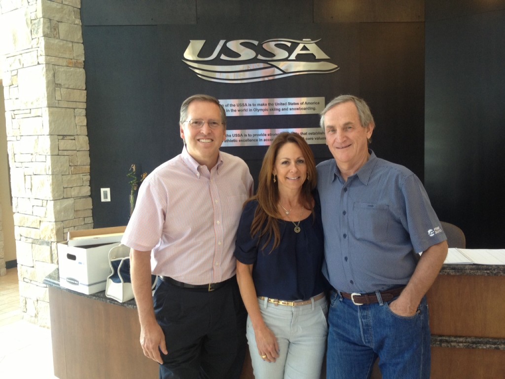 Left to right: SportsTravel Publisher Tim Schneider, SportsTravel Associate Publisher Lisa Furfine and USSA President and CEO Bill Marolt