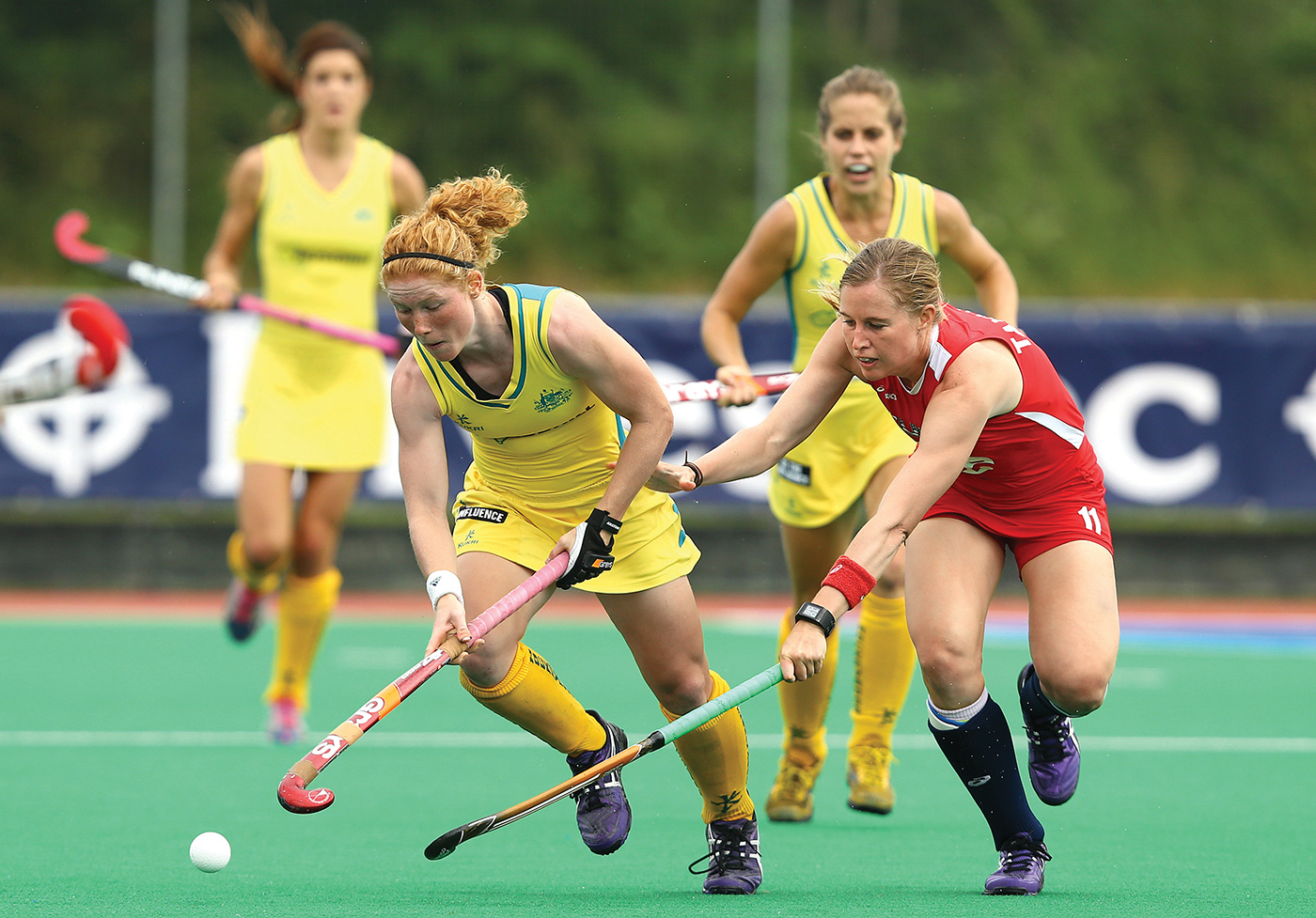 In June, the U.S. women’s field hockey team battled Australia in a Hockey World League match in London. The sport is popular internationally, and new tournaments and events in the U.S. are helping grow the game. Photo Courtesy of Jan Kruger/Getty Images