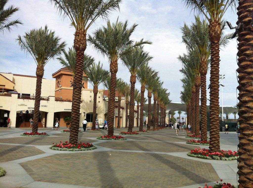 The new entrance to the Indian Wells Tennis Garden, with new stadium 2 on the left.