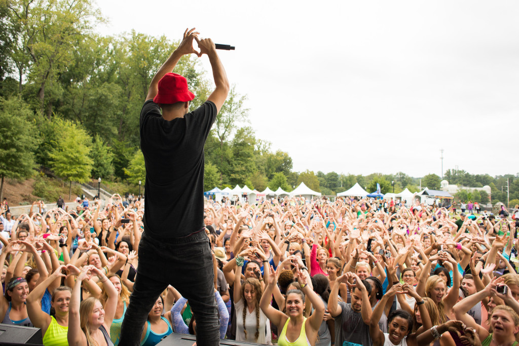 MC Yogi kept the crowd fired up even after several hours of yoga practice. Photo by Joy Hmielewski for Wanderlust Festival.