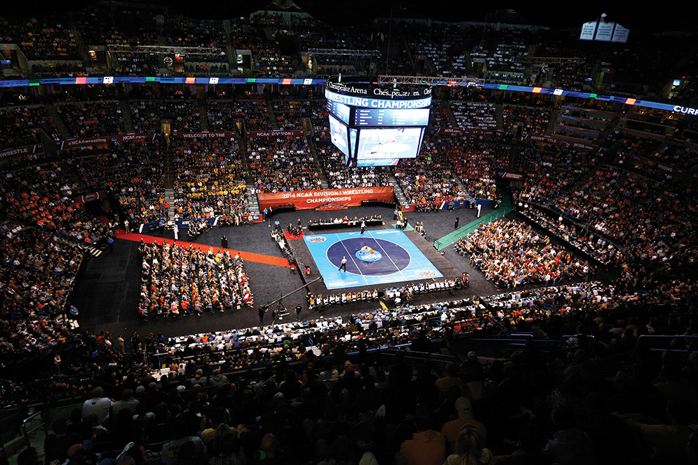 Oklahoma City’s Chesapeake Energy Arena hosted the 2014 NCAA Division I Wrestling Championships in March and will host the NCAA’s volleyball championship this month.
