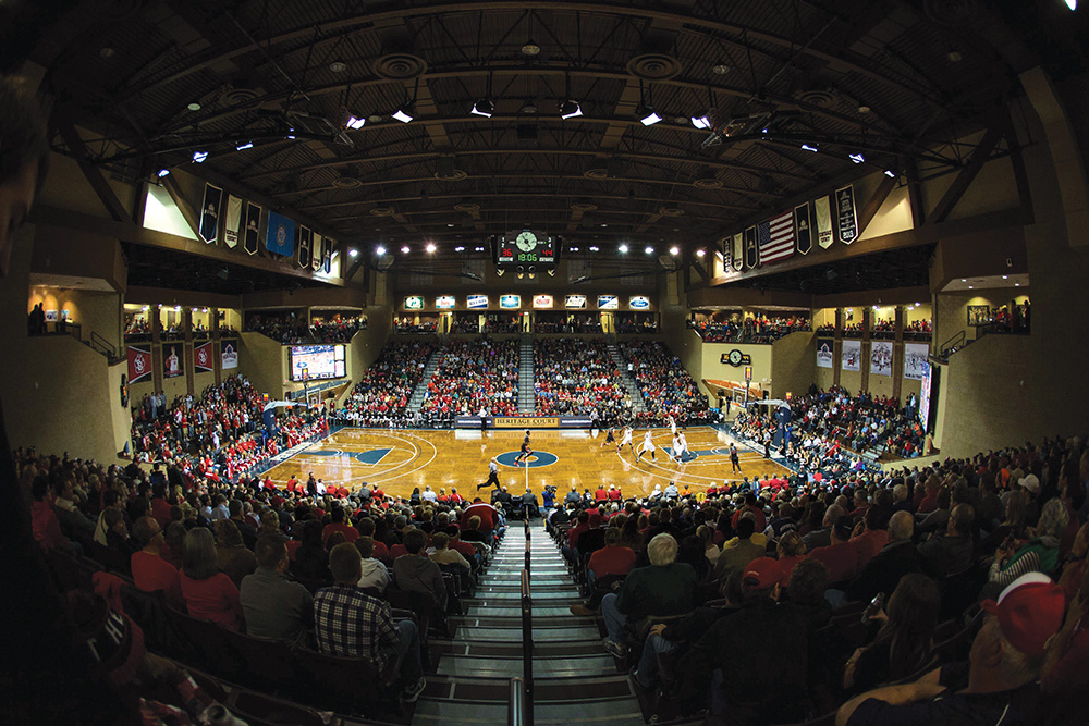 Heritage Court, part of the Sanford Pentagon in Sioux Falls, South Dakota, hosts a variety of events, including NBA D-League and University of South Dakota games. Photo courtesy of Brace Hemmelgarn/USA Today Sports