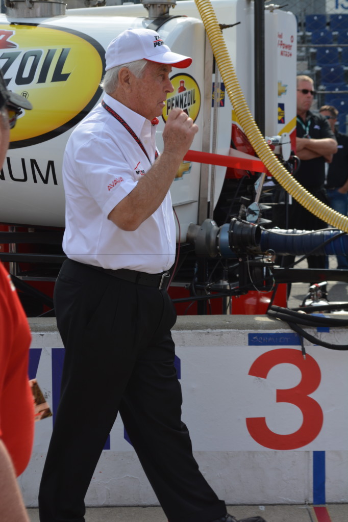 Motorsports legend Roger Penske was inspecting his team's cars before the race.