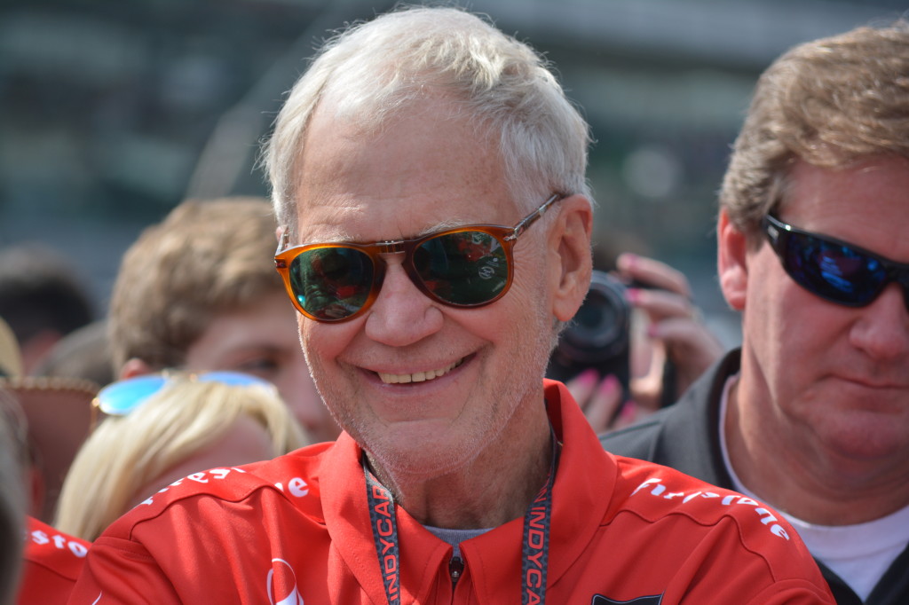 A retired David Letterman, who grew up in Indiana, was all smiles before the race.