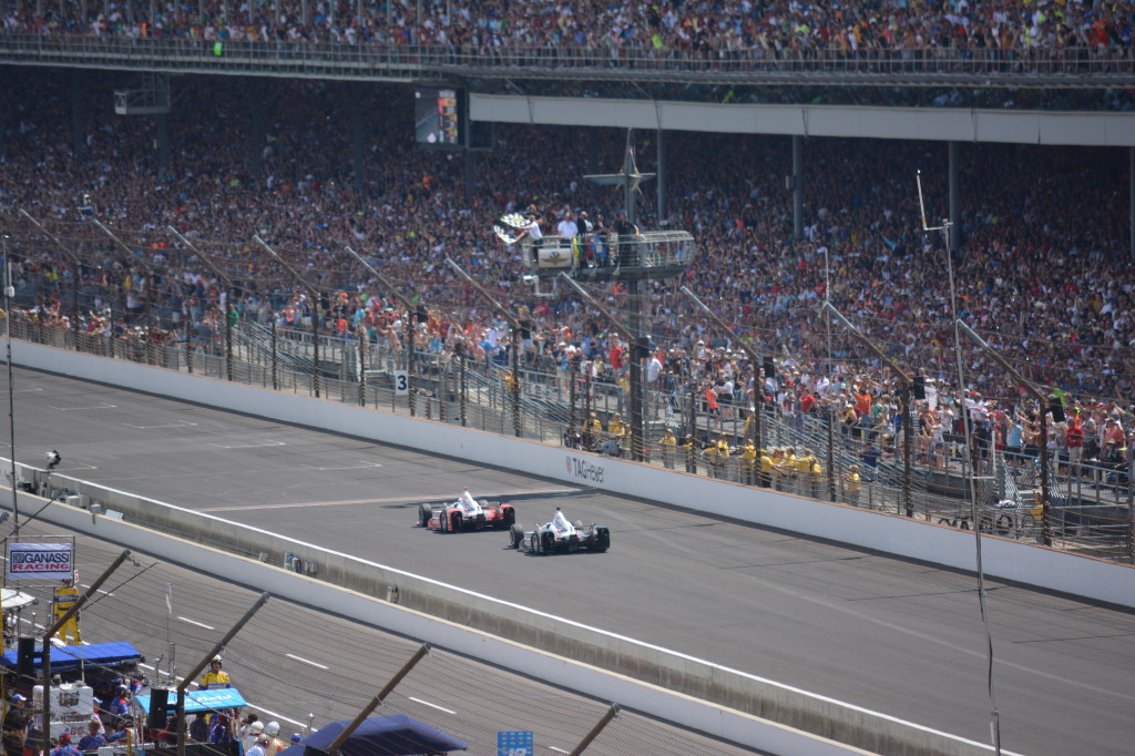 After 500 miles of racing, Juan Pablo Montoya just edged out Will Power to take the checkered flag.