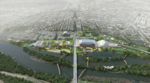 North-South concept rendering of RFK Stadium campus. Copyright OMA, Rendering by Robota.