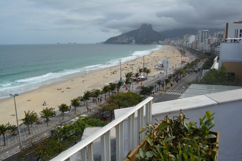 The view from the rooftop terrace overlooking Ipanema Beach.