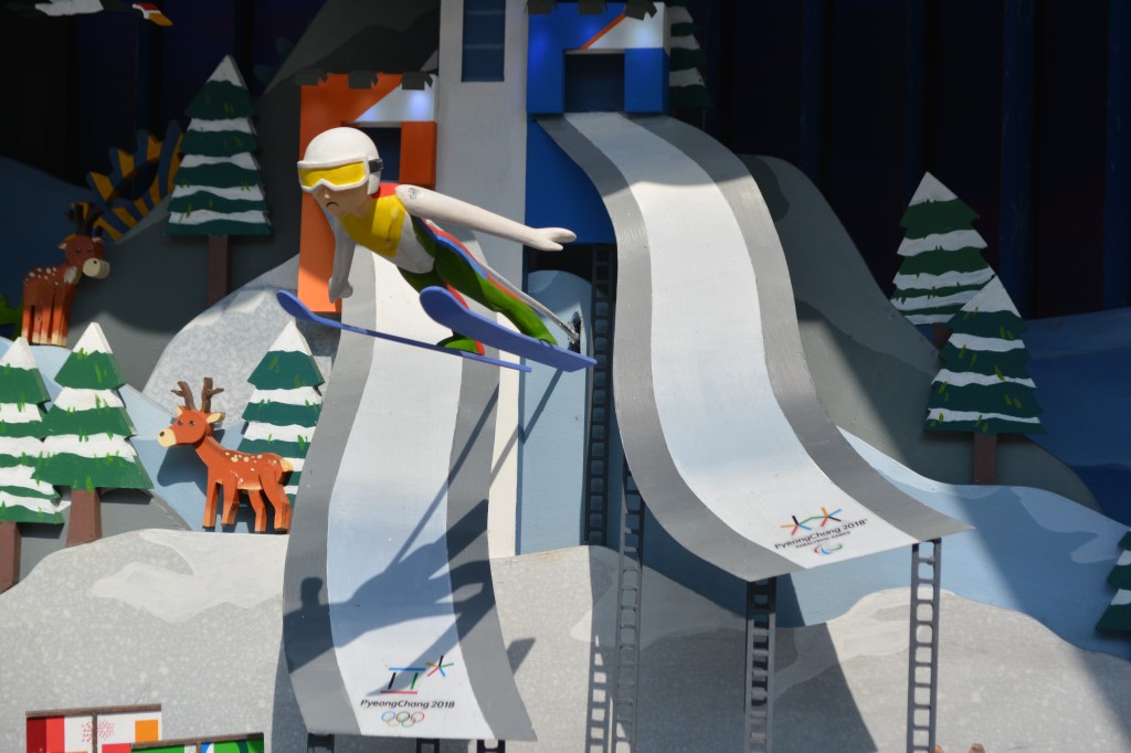 Part of a model featuring the different winter Olympic sports.