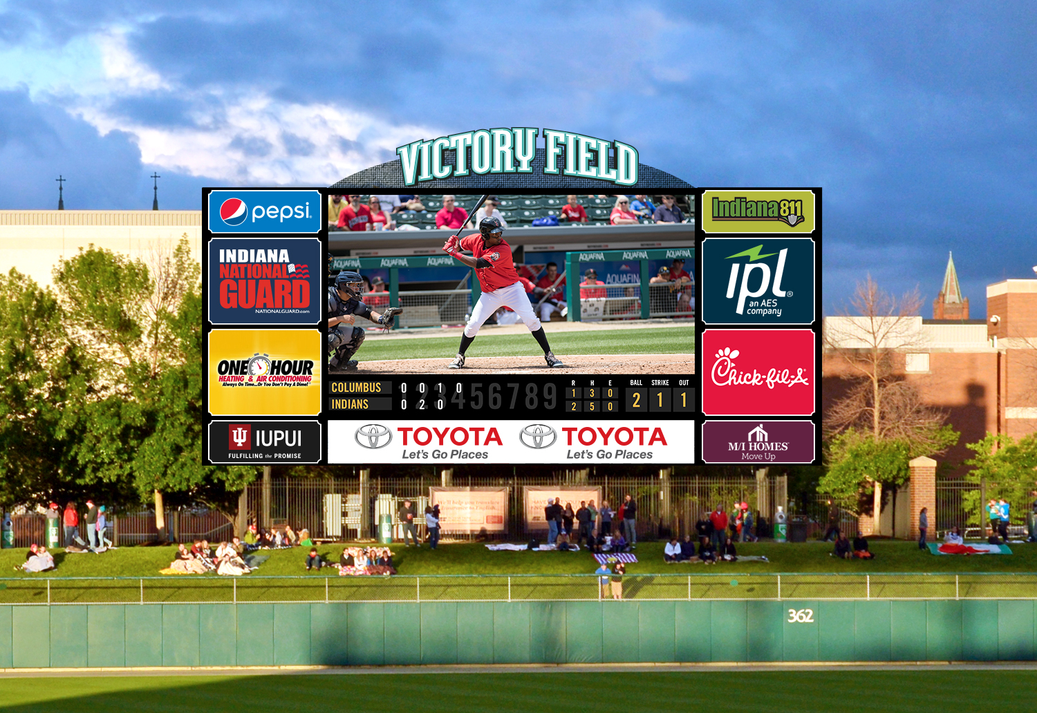 The highlight of the new enhancements will be an HD video board that will be three times the size of the current board. (Rendering courtesy of Indianapolis Indians)