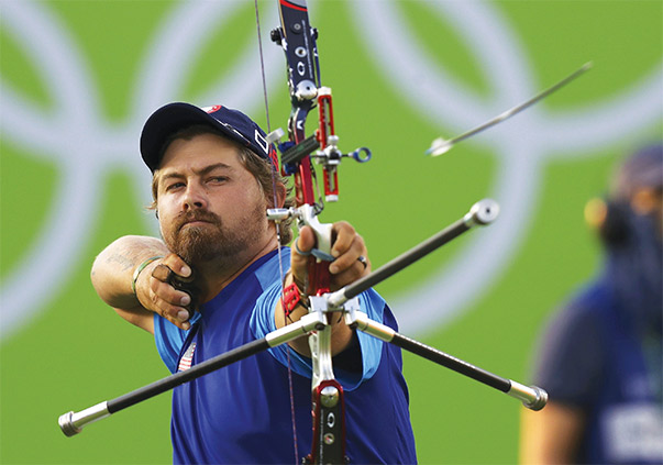 Brady Ellison is one of the stars of the U.S. Archery Team. At the 2016 Olympic Summer Games in Rio de Janeiro, Ellison won an individual bronze medal and was a member of the U.S. team that captured silver. Photo courtesy of Leonhard Foeger/Reuters via Zumapress