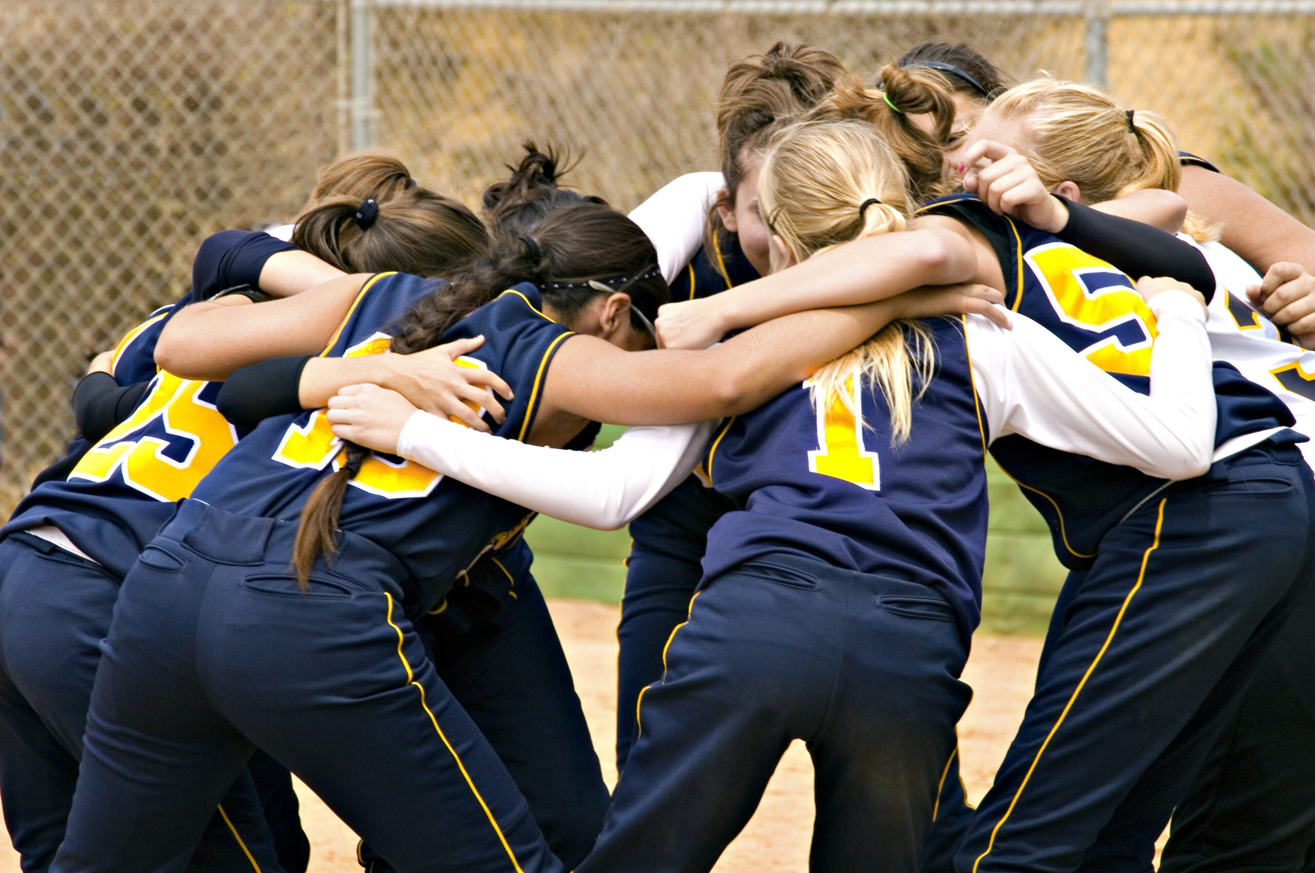 team huddle in color