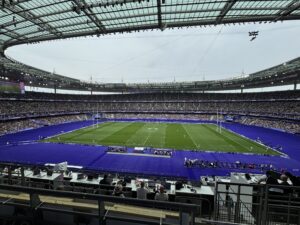 Soldout crowds packed Stade de France for the rugby sevens competition on Saturday at the Olympic Summer Games in Paris as the host country won its first gold medal. Photo by Matt Traub/SportsTravel